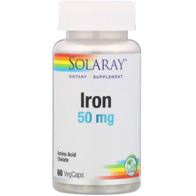 Залізо Solaray (Iron) 50 мг 60 капсул