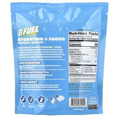 G FUEL, Hydration + Focus, Electrolyte Drink Mix with Cognizin&reg;, Lemon Limelight, 20 Stick Packs, 0.21 oz (6 g) Each