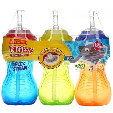 Nuby, Flexi Straw Gripper Cup без разливов, Netural, 3 шт. В упаковке купить в Киеве и Украине