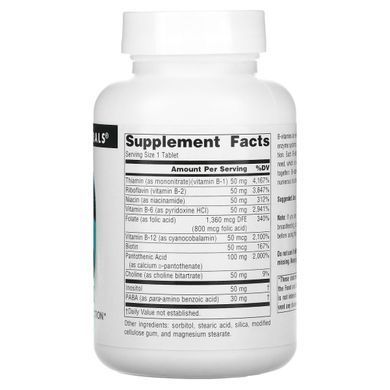 Комплекс вітамінів B-50 Source Naturals (B-50 Complex) 50 мг 100 таблеток