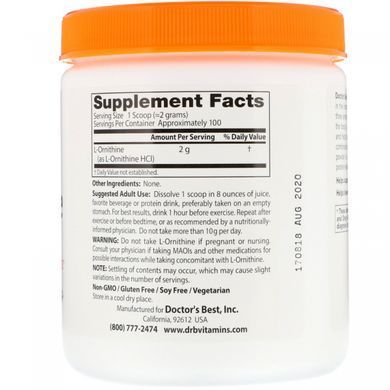 L-орнітин Doctor's Best (L-Ornithine) 200 г