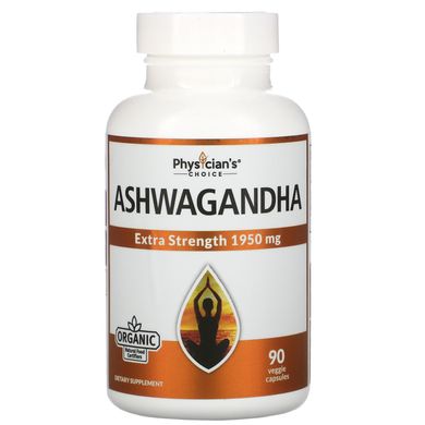 Органічна ашваганда, Organic Ashwagandha, Physician's Choice, 90 вегетаріанських капсул