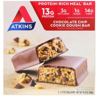 Пісочні батончики з шматочками шоколаду Atkins (Chocolate Bar Advantage) 5 бат. по 60 г