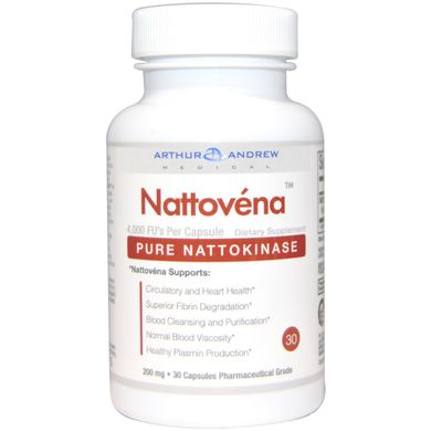 Наттовена, очищенная наттокиназа, Arthur Andrew Medical, 200 мг, 30 капсул купить в Киеве и Украине