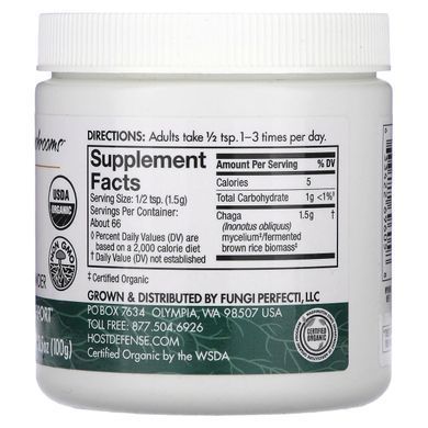 Host Defense, Mushrooms, Chaga, Mushroom Mycelium Powder, 3.5 oz (100 g)