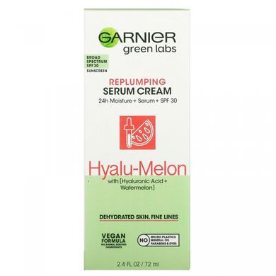 Garnier, Green Labs, Крем-відновлююча сироватка, гіалу-диня, SPF 30, 2,4 рідких унції (72 мл)