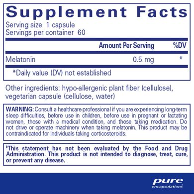 Мелатонін Pure Encapsulations (Melatonin) 0,5 мг 60 капсул