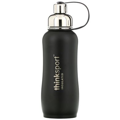 Thinksport, Ізольована спортивна пляшка, Чорна, Insulated Sports Bottle, Black, Think, 750 мл