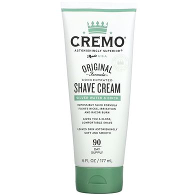Cremo, Концентрований крем для гоління оригінальної формули, срібна вода та береза, 6 рідких унцій (177 мл)