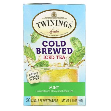 Чай холодної заварки, зелений чай з м'ятою, Twinings, 20 пакетиків, 1,41 унції (40 г)