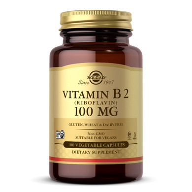 Вітамін B2 Solgar (Vitamin B2) 100 мг 100 рослинних капсул