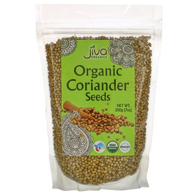 Органічне насіння коріандру, Organic Coriander Seeds, Jiva Organics, 200 г