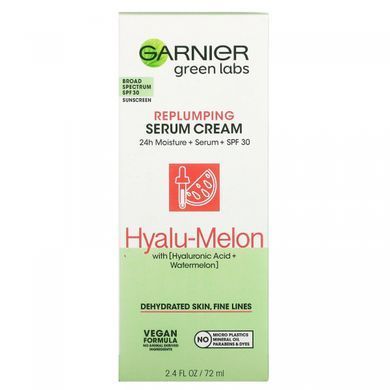 Garnier, Green Labs, Крем-відновлююча сироватка, гіалу-диня, SPF 30, 2,4 рідких унції (72 мл)