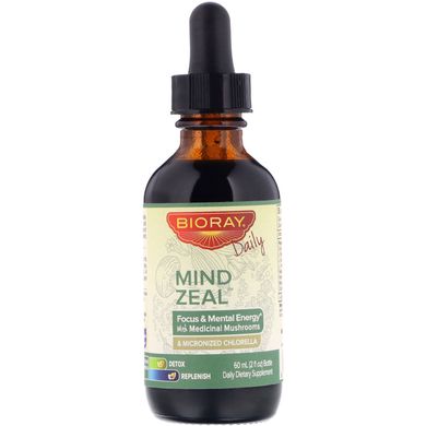 Вітаміни для мозку увага та розумова енергія не містить спирту Bioray Inc. (Mind Zeal Focus & Mental Energy Alcohol Free) 60 мл