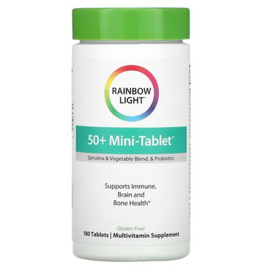 Антивіковий захисний комплекс вітамінів для людей старше 50 років, Adult 50+ Mini-Tablet Food-Based Multivitamin, Rainbow Light, 180 міні-таблеток