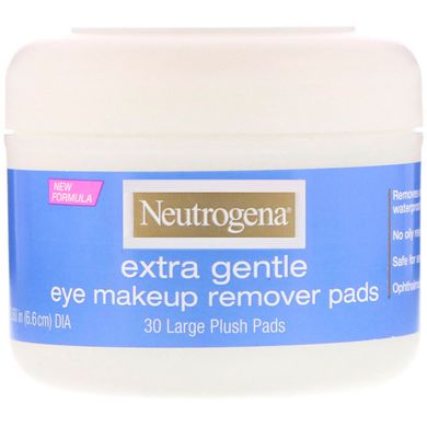 Extra Gentle, подушечки для зняття макіяжу з очей, Neutrogena, 30 великих оксамитових подушечок