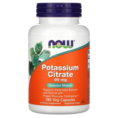 Калій Цитрат Now Foods (Potassium Citrate) 99 мг 180 капсул