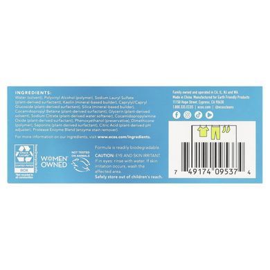 Earth Friendly Products, ECOS&reg;, Plant Powered Laundry Detergent Sheets, Free & Clear, 50 Sheets