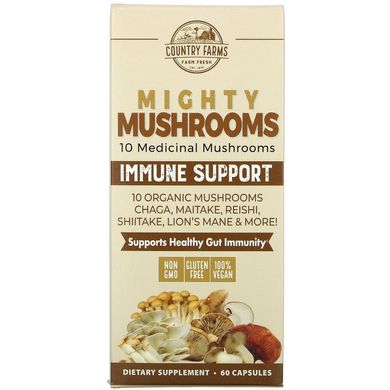 Super S'hrooms, органические грибы, лечебная суперпища, Country Farms, 60 капсул купить в Киеве и Украине