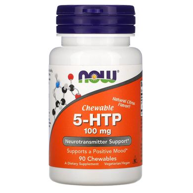 5-HTP гідрокситриптофан цитрусовий Now Foods (5-HTP) 100 мг 90 жувальних таблеток