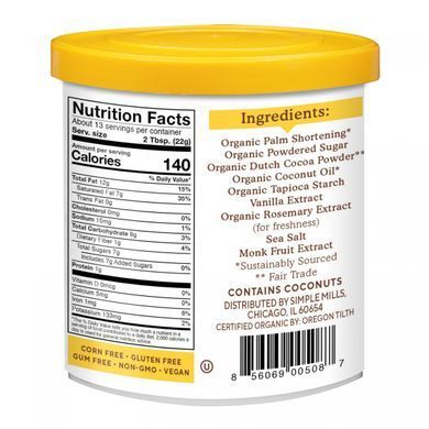Organic, chocolate glaze with coconut oil, Simple Mills, 10 oz (283 g).