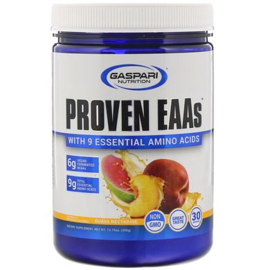Перевірені EAA з 9 незамінними амінокислотами, нектарином гуави, Proven EAAs with 9 Essential Amino Acids, Guava Nectarine, Gaspari Nutrition, 390 г
