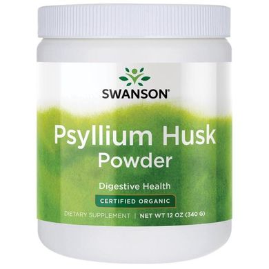 Порошок лушпиння подорожника - сертифікований органічний, Psyllium Husk Powder - Certified Organic, Swanson, 340 г