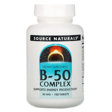 Комплекс вітамінів B-50, B-50 Complex, Source Naturals, 50 мг, 100 таблеток