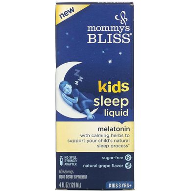 Рідина для сну для дітей, діти від 3 років, натуральний виноград, Kids Sleep Liquid, Kids 3 Yrs +, Natural Grape, Mommy's Bliss, 120 мл