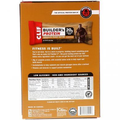 Protein bars with peanut butter cocoa Clif Bar 12 bars at 68 g each.