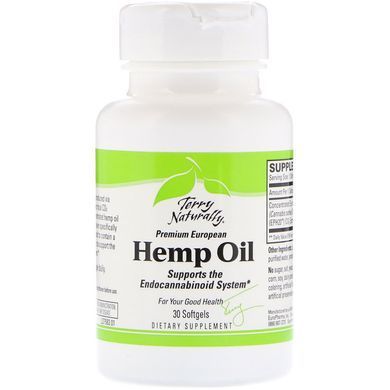 Конопляна олія, EuroPharma, Terry Naturally, 30 м'яких таблеток