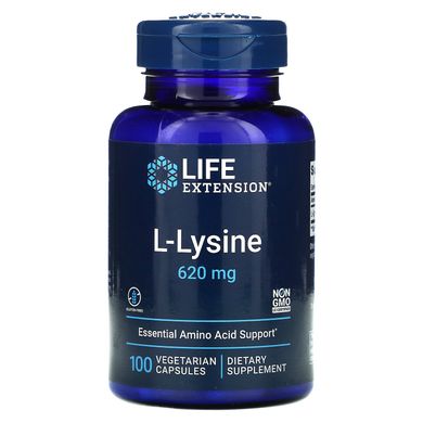 L-лізин, L-Lysine, Life Extension, 620 мг, 100 рослинних капсул