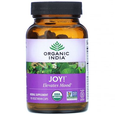 Вітаміни які піднімають настрій, Joy !, Elevates Mood, Organic India, 90 вегетаріанських капсул