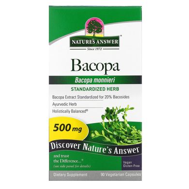 Бакопа, Nature's Answer, 500 мг, 90 вегетаріанських капсул