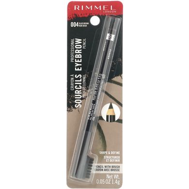 Професійний олівець для брів, 004 чорно-коричневий, Rimmel London, 1,4 г