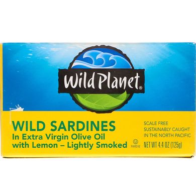 Сардини в олії першого вичавлення з лимоном, Wild Planet, 4,4унціі (125 г)