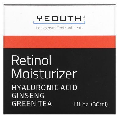 Moisturizing cream with retinol and hyaluronic acid, ginseng and green tea, Yeouth, 30 ml