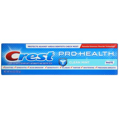 Зубна паста, чиста м'ята, Pro Health, Toothpaste, Clean Mint, Crest, 130 г