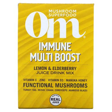 Om Mushrooms, Immune Multi Boost, смесь для напитков с соком лимона и бузины, 10 пакетиков по 0,53 унции (15 г) каждый купить в Киеве и Украине