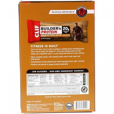 Protein bars with peanut butter cocoa Clif Bar 12 bars at 68 g each.