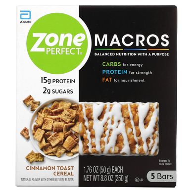 Батончики тости з корицею ZonePerfect (MACROS Bars Cinnamon Toast Cereal) 5 батончиків 50 г