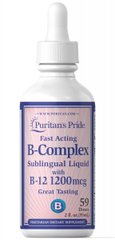 Вітамін B-комплекс під'язикова рідина з вітаміном B-12, Vitamin B-Complex Sublingual Liquid with Vitamin B-12, Puritan's Pride, 59 мл