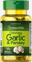 Чеснок и петрушка без запаха, Odorless Garlic & Parsley, Puritan's Pride, 500 мг / 100 мг, 100 капсул купить в Киеве и Украине