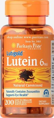 Лютеїн із зеаксантином Puritan's Pride (Lutein with Zeaxanthin) 6 мг 200 капсул