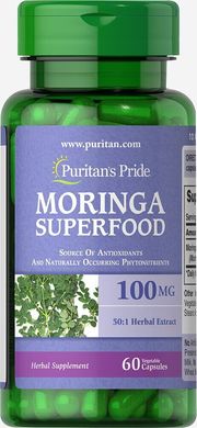 Морінга, Moringa, Puritan's Pride, 100 мг, 60 капсул