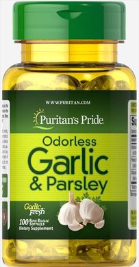Часник і петрушка без запаху, Odorless Garlic,Parsley, Puritan's Pride, 500 мг / 100 мг, 100 капсул