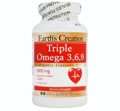 Омега 3 6 9 Earth`s Creation (Triple Omega-3 6 9) 1000 мг 90 капсул купить в Киеве и Украине