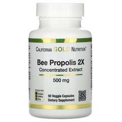 Прополис 2X концентрированный экстракт California Gold Nutrition (Bee Propolis 2X Concentrated Extract) 500 мг 90 вегетарианских капсул купить в Киеве и Украине