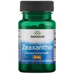 Зеаксантин, Zeaxanthin, Swanson, 4 мг, 60 капсул