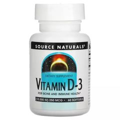 Витамин D-3 Source Naturals (Vitamin D-3) 10000 МЕ 60 гелевых капсул купить в Киеве и Украине